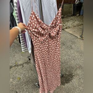 Abercrombie and Fitch salmon polka dot maxi dress.